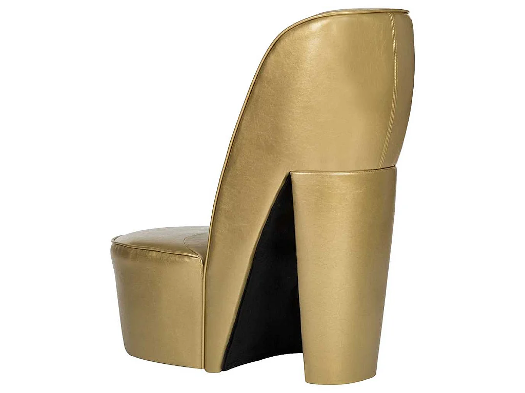 Chaise en forme de chaussure à talon haut Doré Similicuir