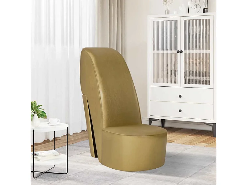 Chaise en forme de chaussure à talon haut Doré Similicuir