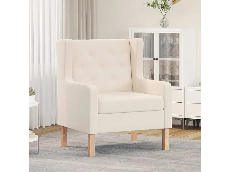 Fauteuil blanc crème tissu