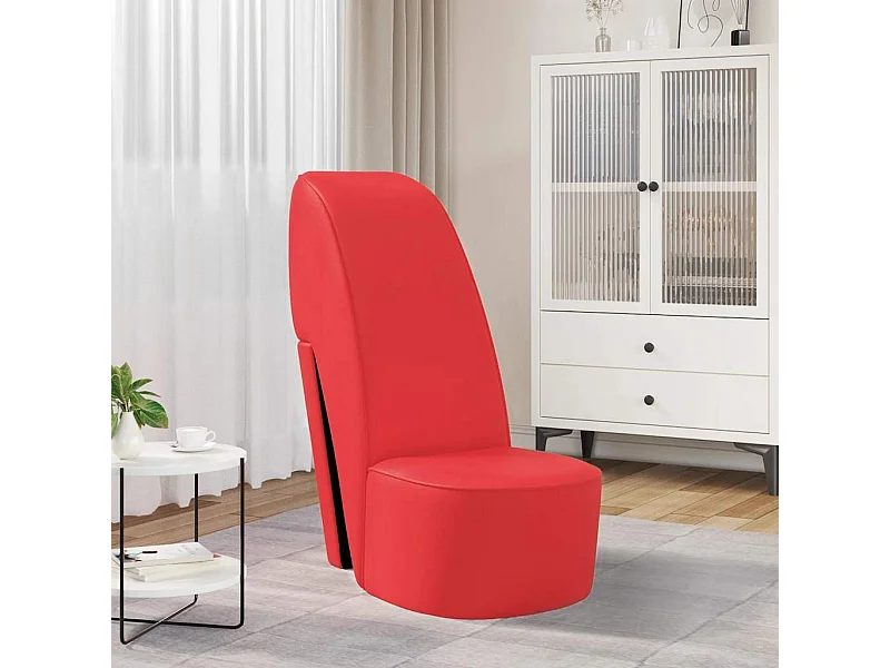 Chaise en forme de chaussure à talon haut Rouge Similicuir