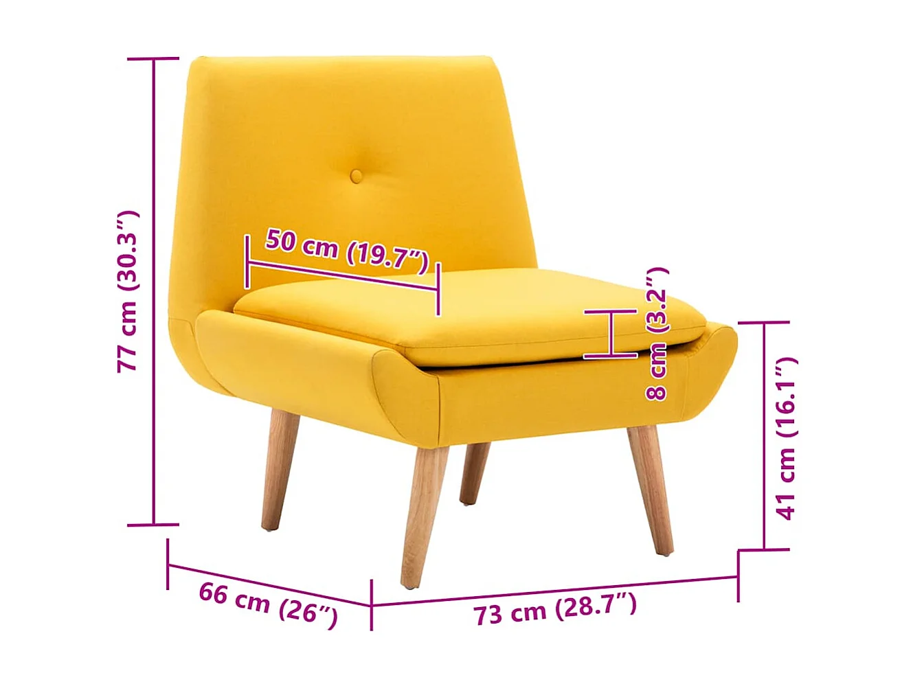 Fauteuil sans accoudoirs jaune tissu