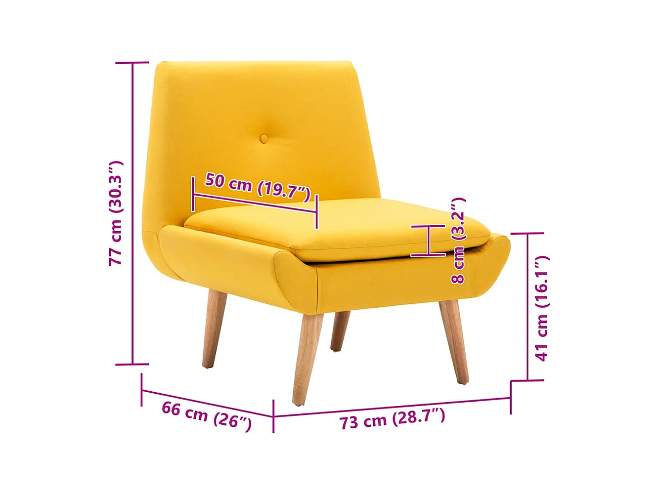 Fauteuil sans accoudoirs jaune tissu