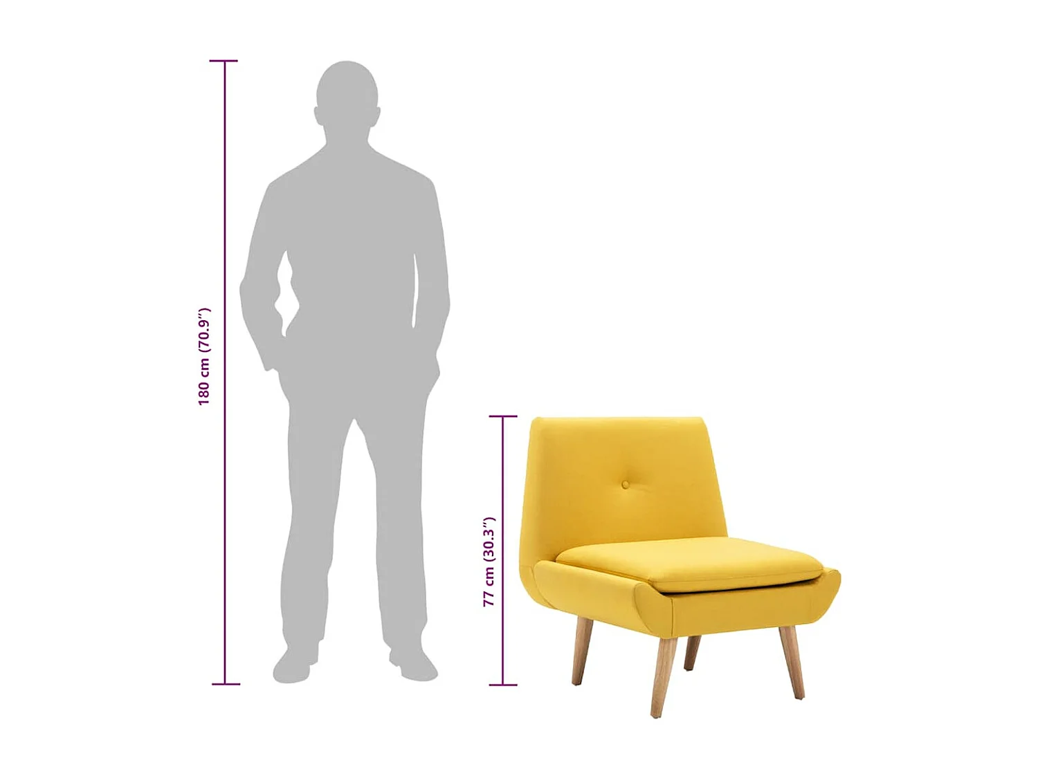 Fauteuil sans accoudoirs jaune tissu