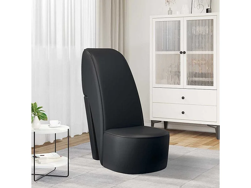 Chaise en forme de chaussure à talon haut noir similicuir