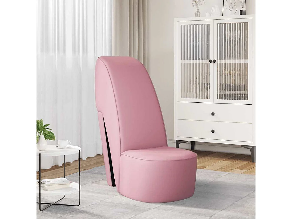 Poltrona a Forma di Scarpa con Tacco in Similpelle Rosa