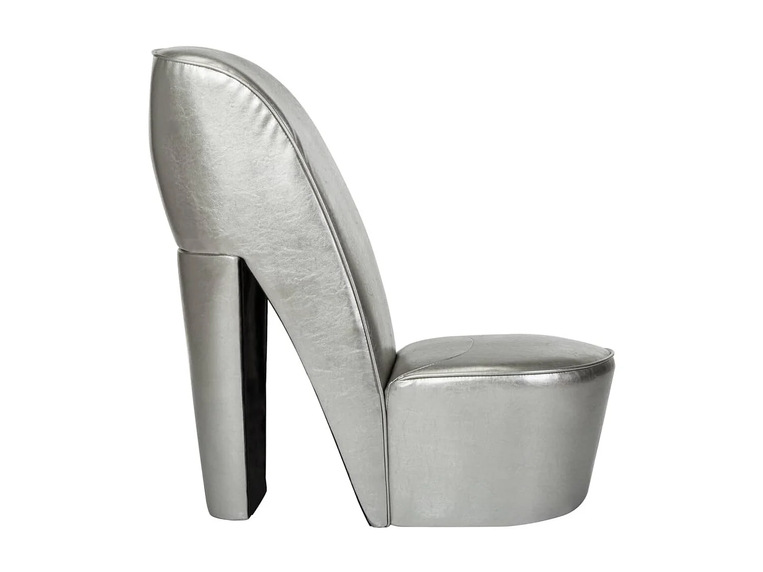 Stuhl in Stöckelschuh-Form Silbern Kunstleder