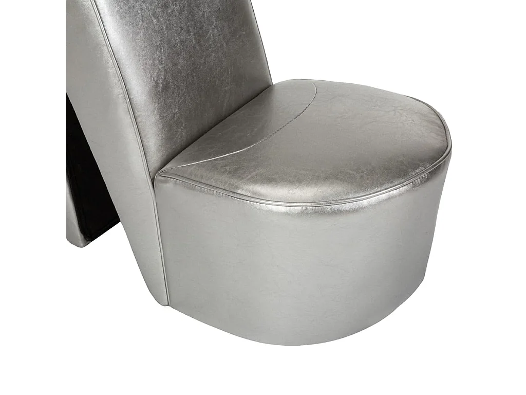 Stuhl in Stöckelschuh-Form Silbern Kunstleder