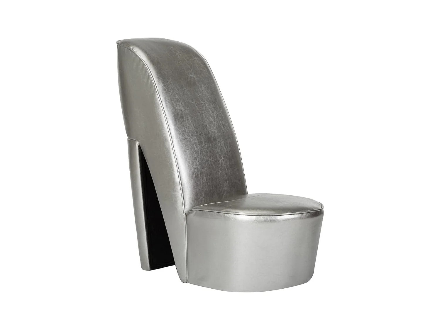 Chaise en forme de chaussure à talon haut argenté similicuir