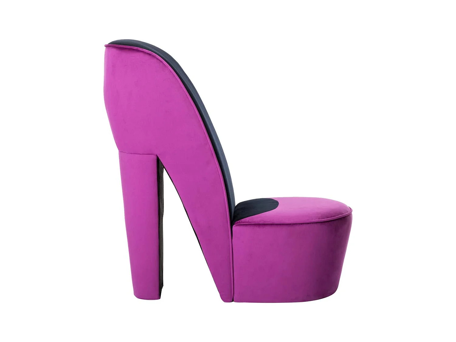 Sillón con forma de zapato de tacón terciopelo morado
