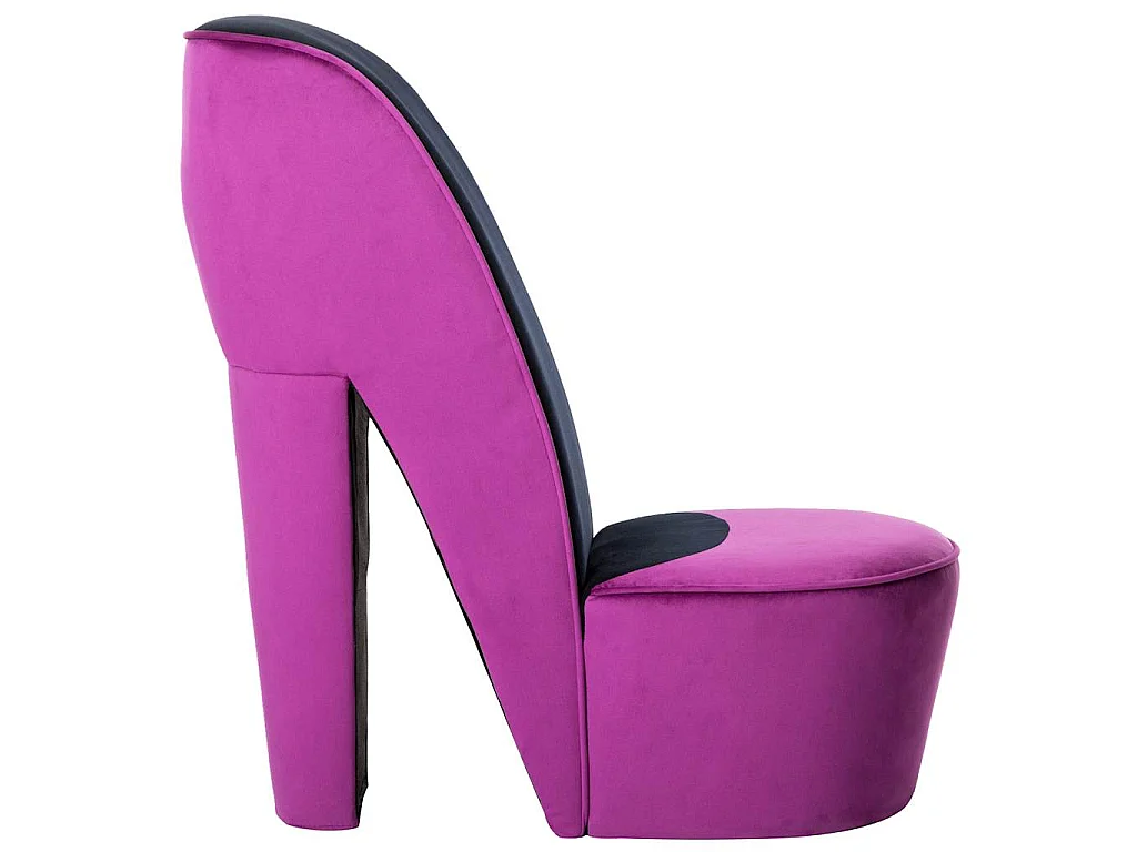 Poltrona a Forma di Scarpa con Tacco Alto in Velluto Viola