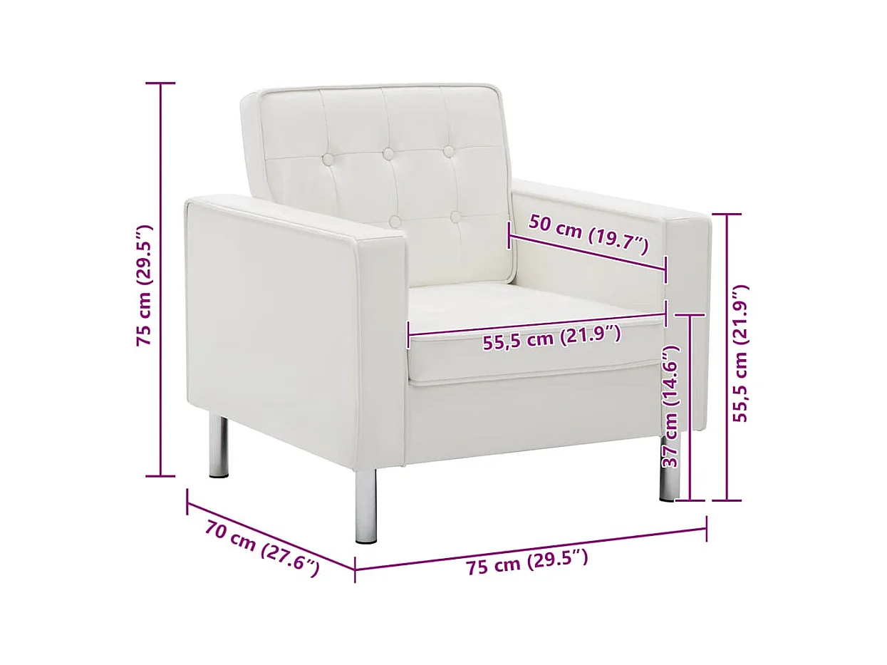 Fauteuil Blanc 75x70x75 cm Similicuir