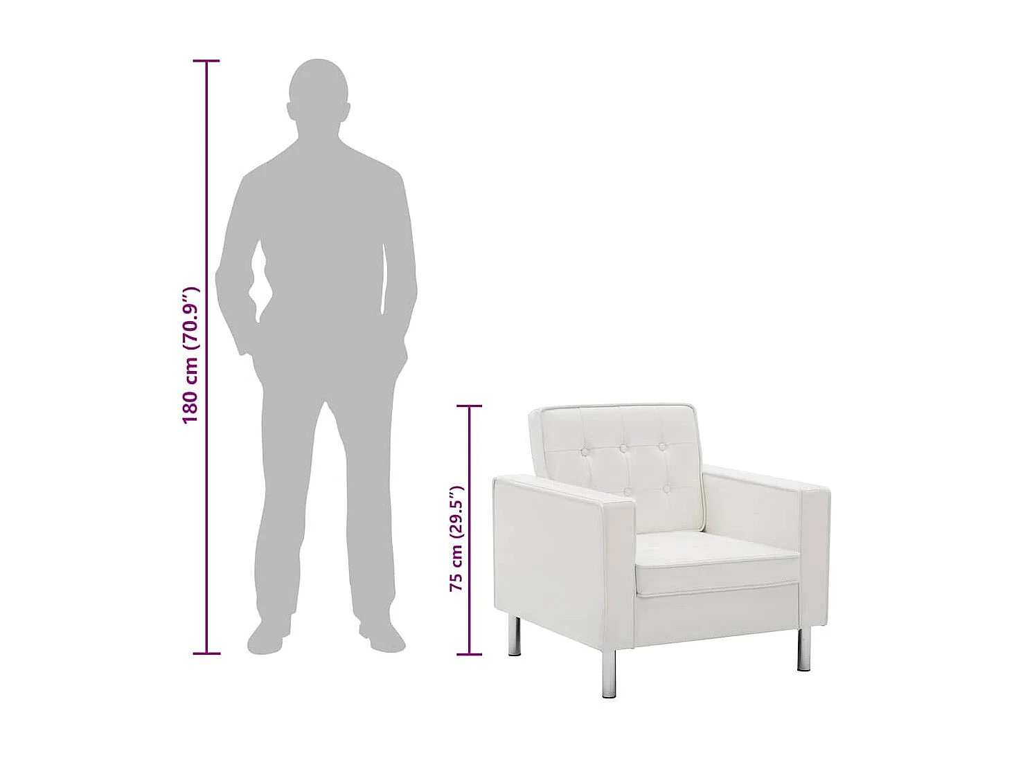 Fauteuil Blanc 75x70x75 cm Similicuir