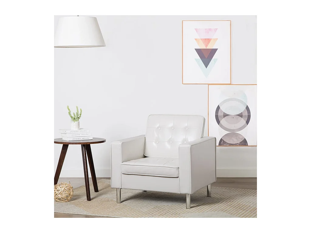 Fauteuil Blanc 75x70x75 cm Similicuir