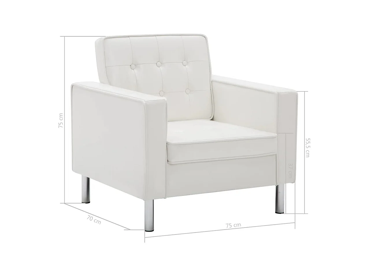 Fauteuil Blanc 75x70x75 cm Similicuir