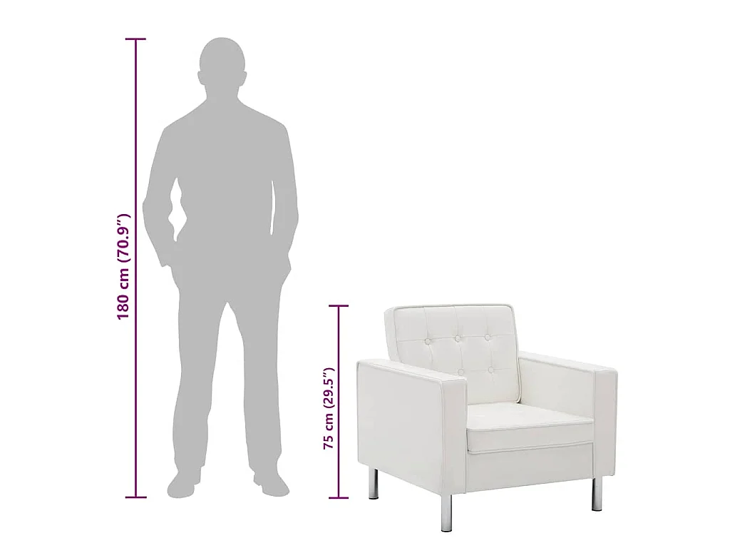 Fauteuil Blanc 75x70x75 cm Similicuir