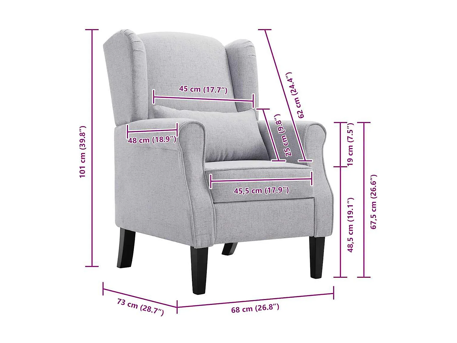 Fauteuil gris clair tissu