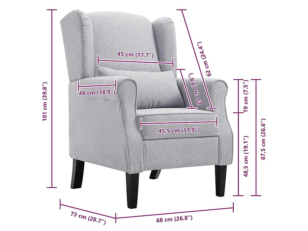 Sessel Hellgrau Stoff