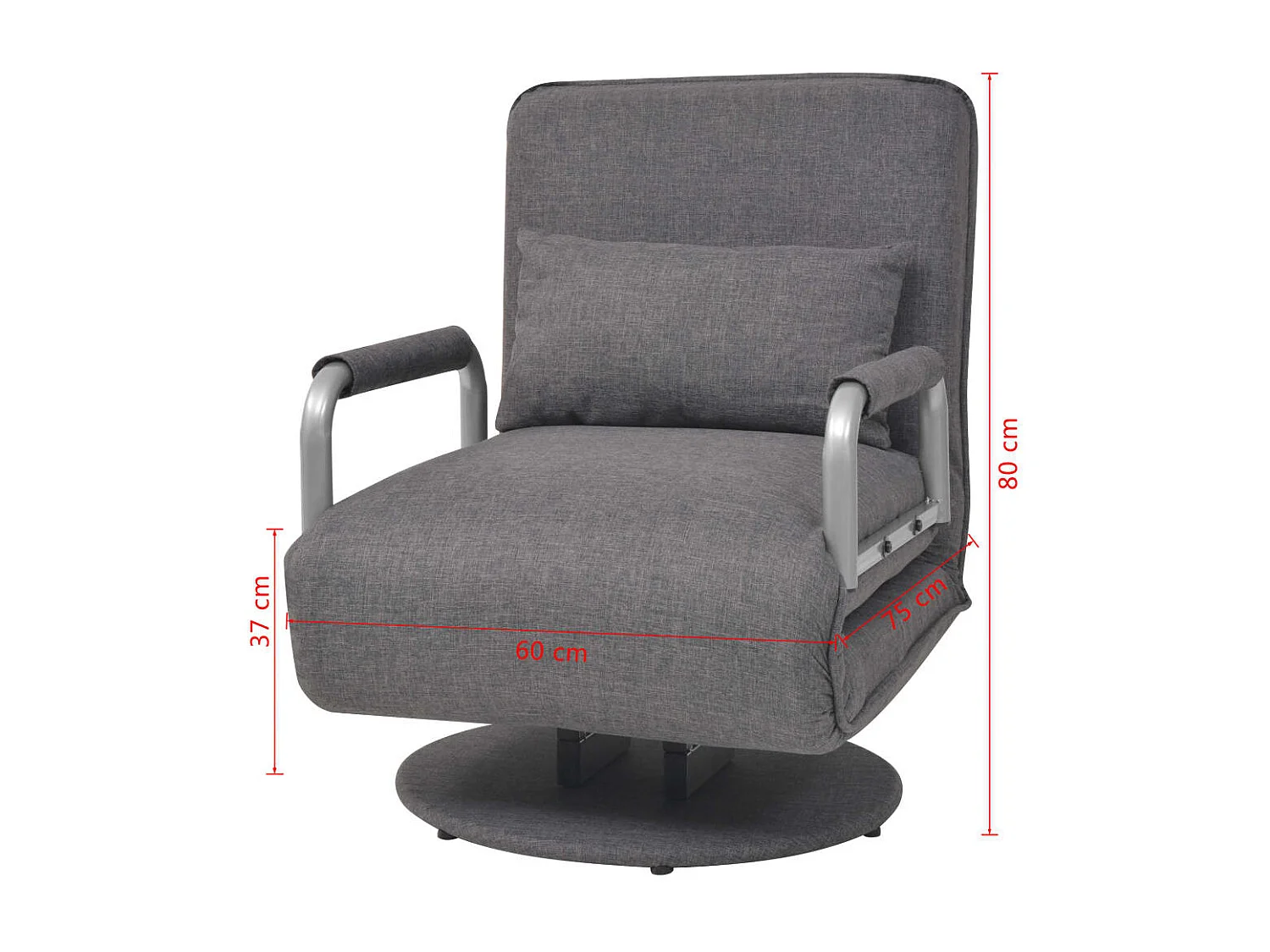 Fauteuil pivotant et canapé-lit gris foncé tissu