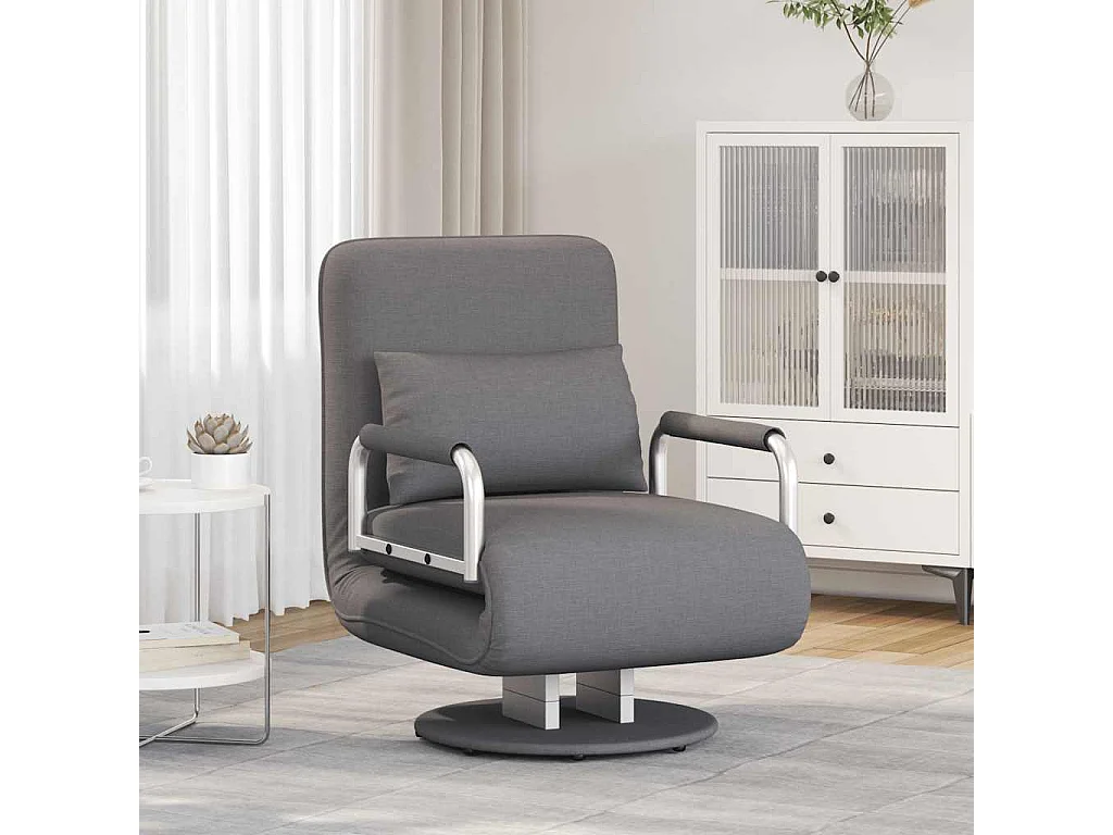 Fauteuil pivotant et canapé-lit gris foncé tissu