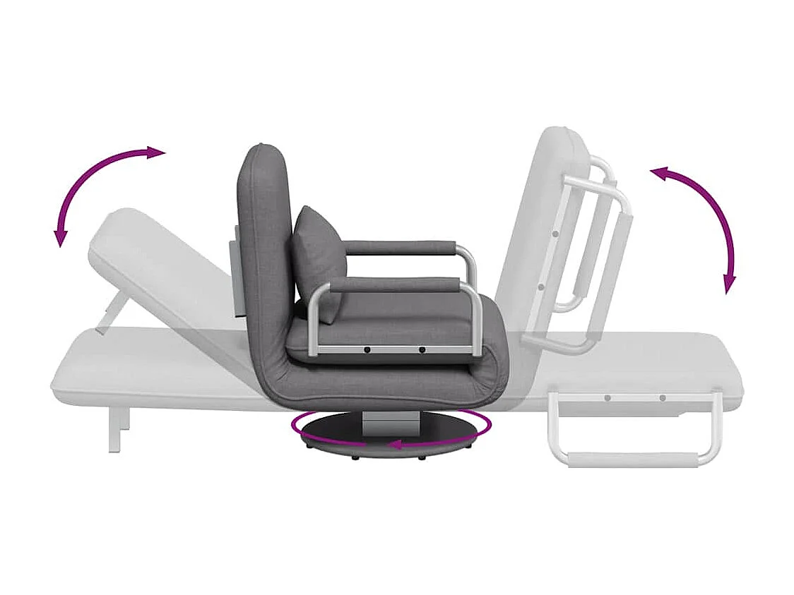 Fauteuil pivotant et canapé-lit gris foncé tissu