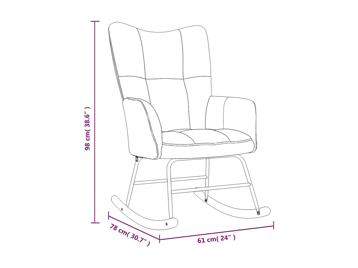 Chaise à bascule avec repose-pied Gris foncé Velours