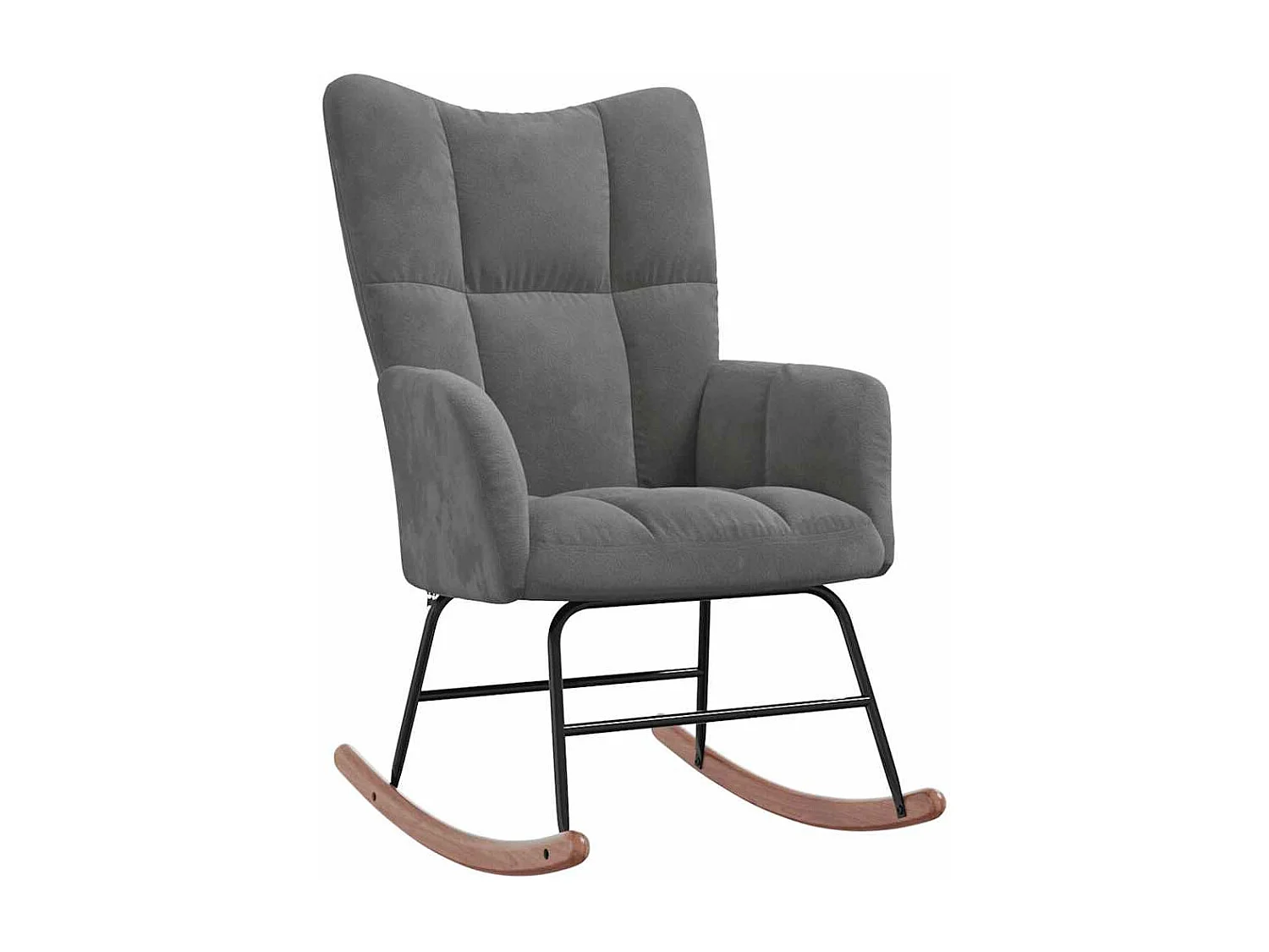 Schommelstoel met voetenbank fluweel donkergrijs