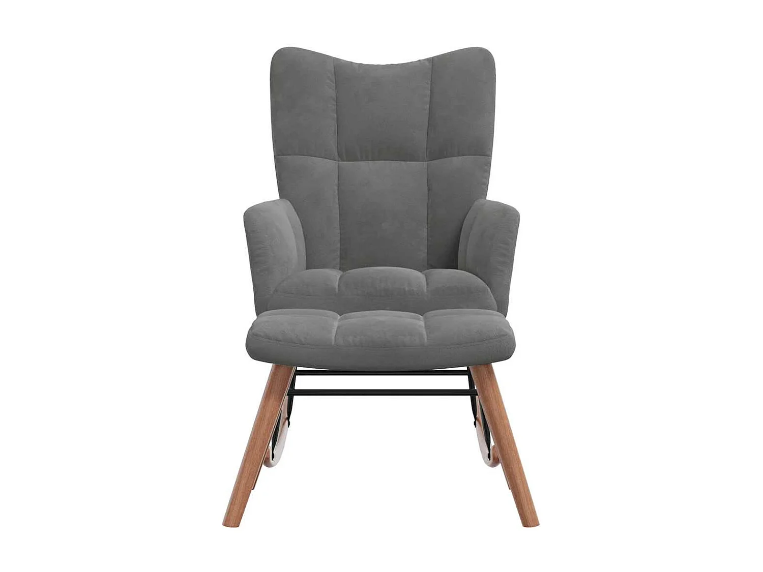 Schaukelstuhl mit Hocker Samt Dunkelgrau