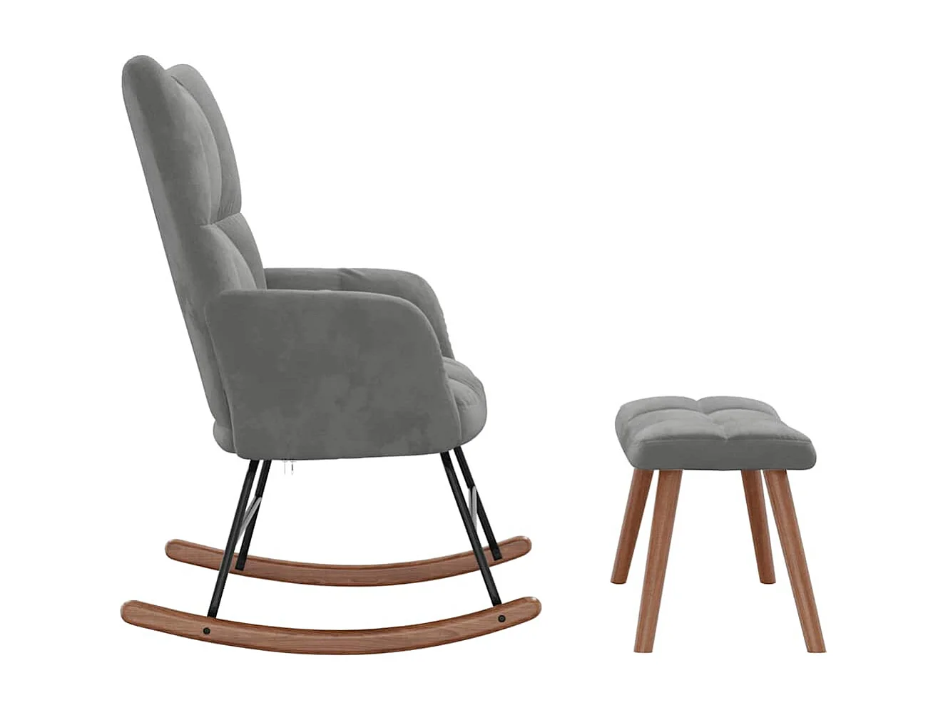 Schaukelstuhl mit Hocker Samt Dunkelgrau