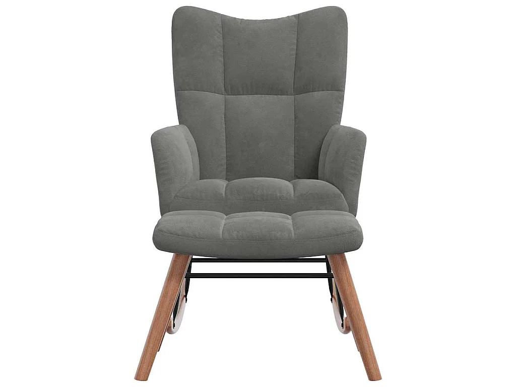 Silla mecedora con reposapiés terciopelo gris oscuro