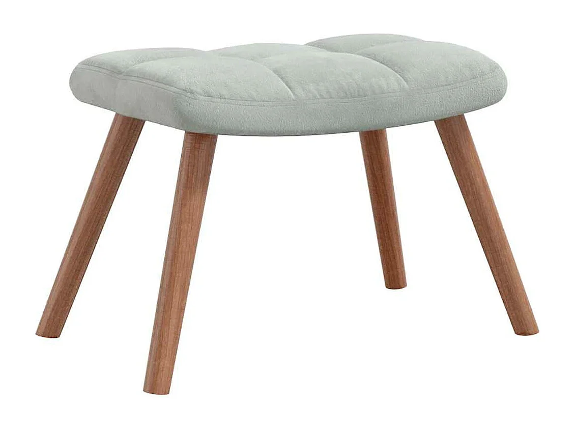 Schommelstoel met voetenbank fluweel lichtgrijs