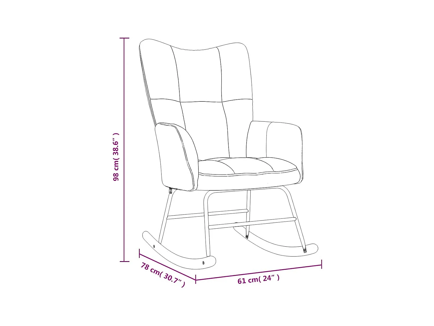 Cadeira de baloiçar com banco veludo cinzento-claro
