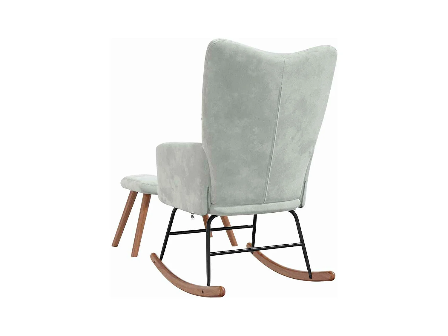 Cadeira de baloiçar com banco veludo cinzento-claro