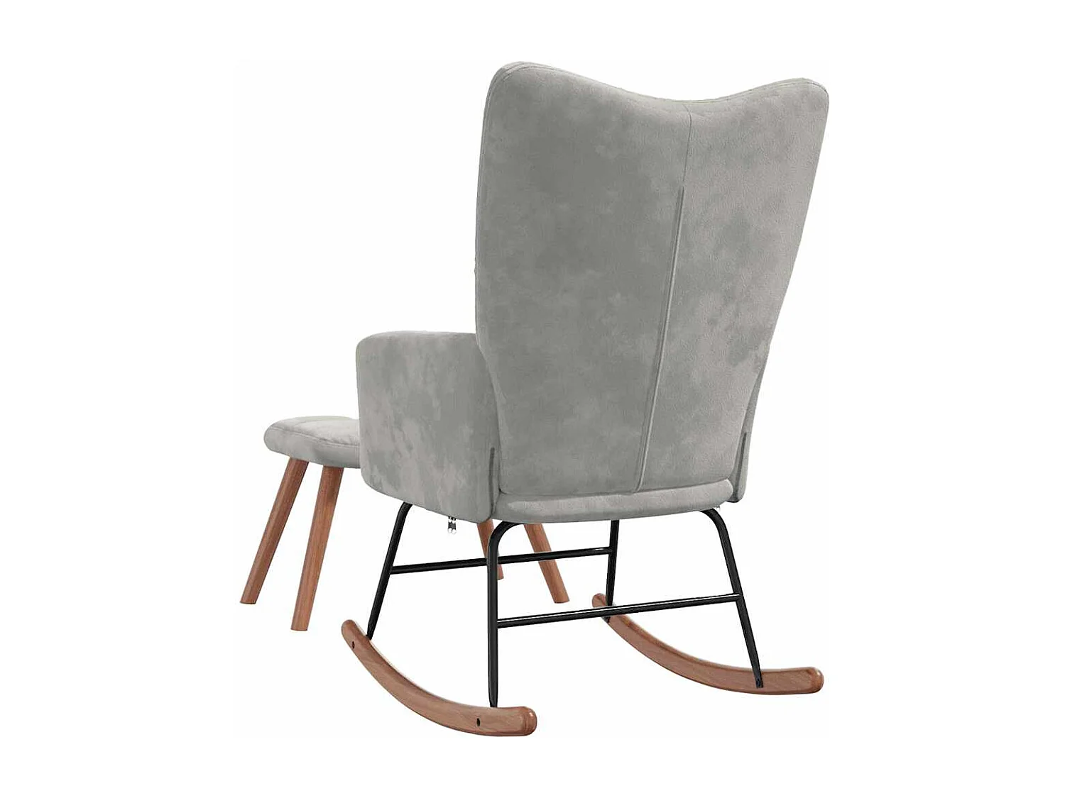 Schaukelstuhl mit Hocker Hellgrau Samt