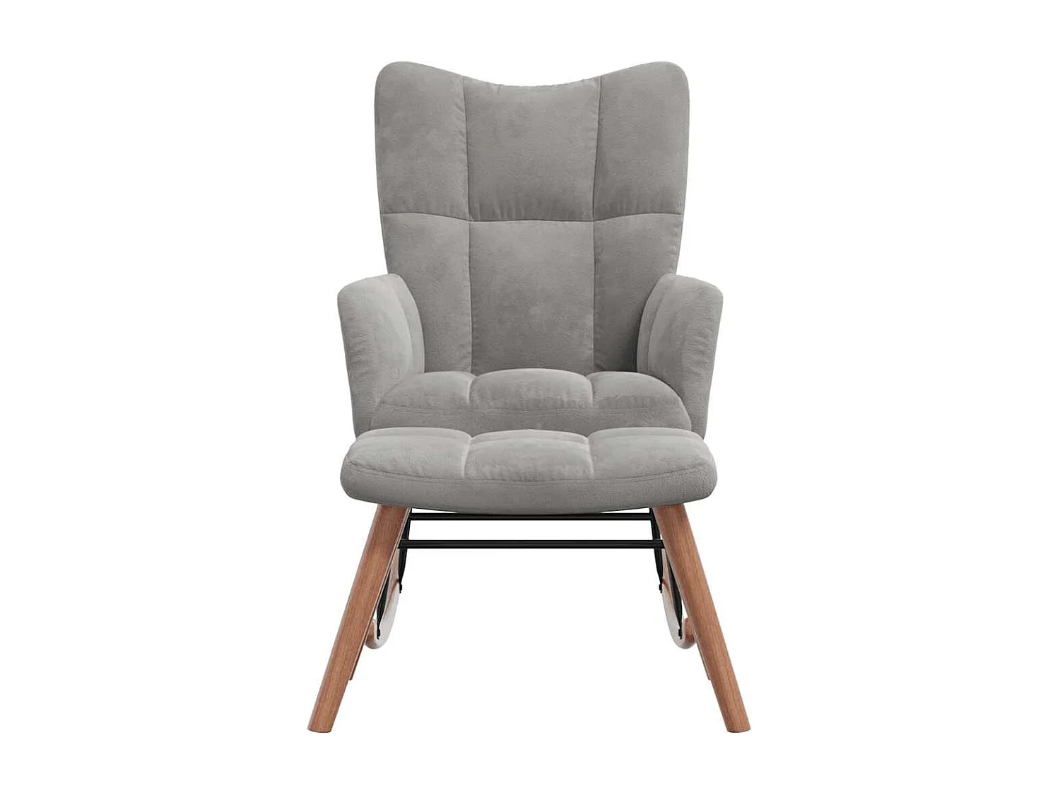 Chaise à bascule avec repose-pied Gris clair Velours