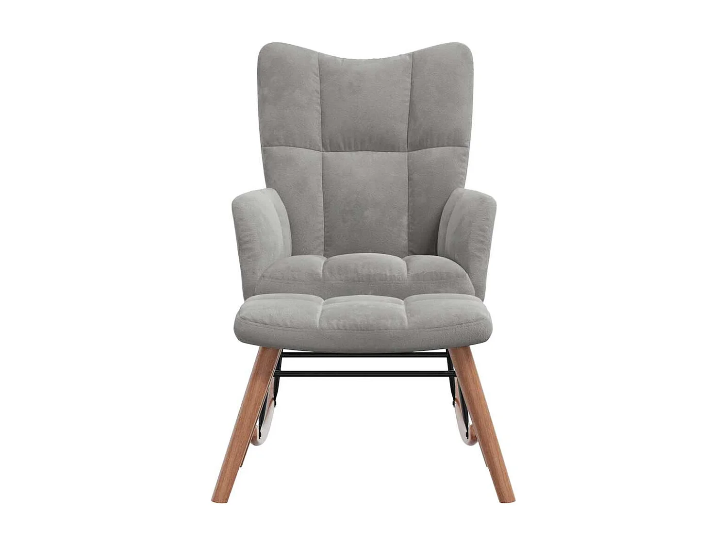 Chaise à bascule avec repose-pied Gris clair Velours