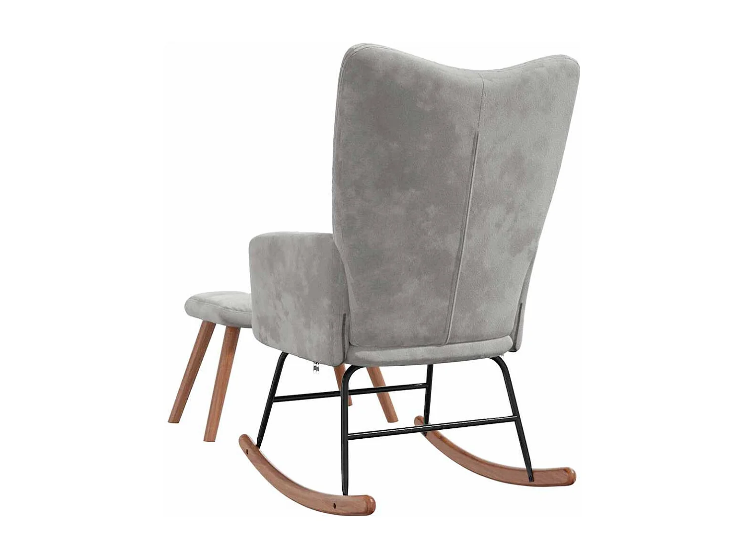 Chaise à bascule avec repose-pied Gris clair Velours