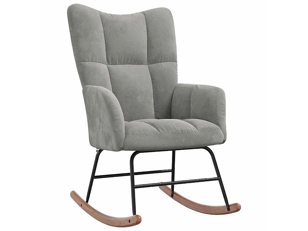 Chaise à bascule avec repose-pied Gris clair Velours