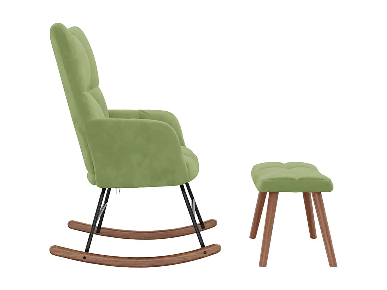 Schaukelstuhl mit Hocker Samt Hellgrün