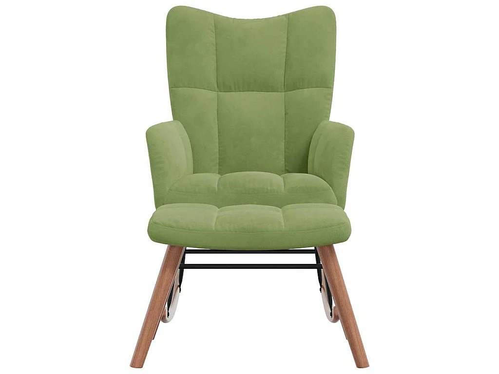 Schommelstoel met voetenbank fluweel lichtgroen