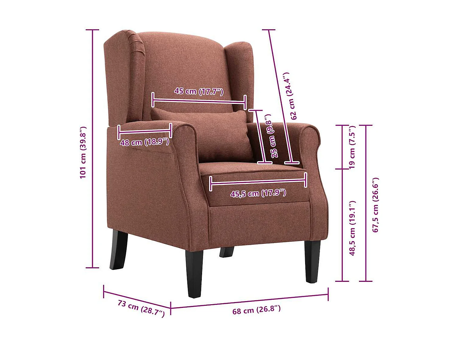 Fauteuil marron tissu