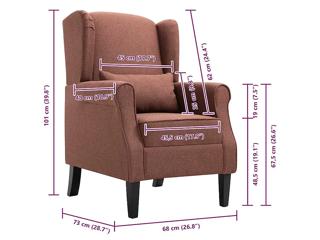 Sillón de tela marrón