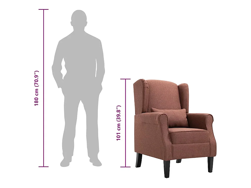 Sillón de tela marrón