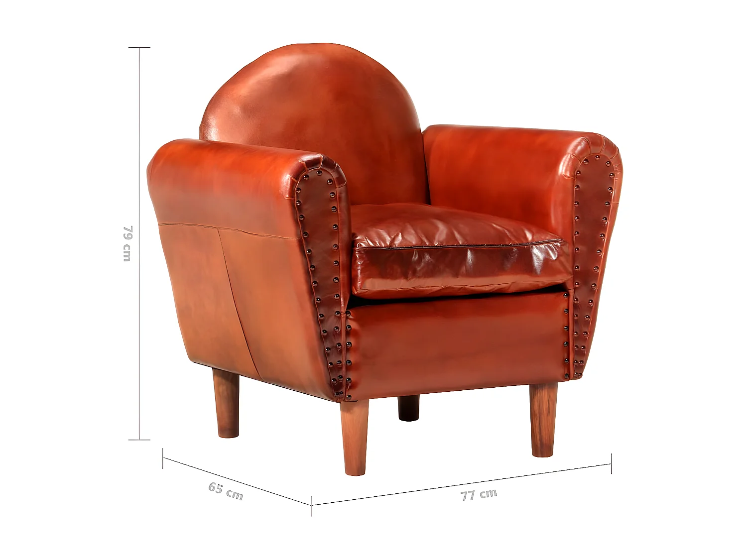 Chaise cabriolet Marron 77x65x79 cm Cuir véritable