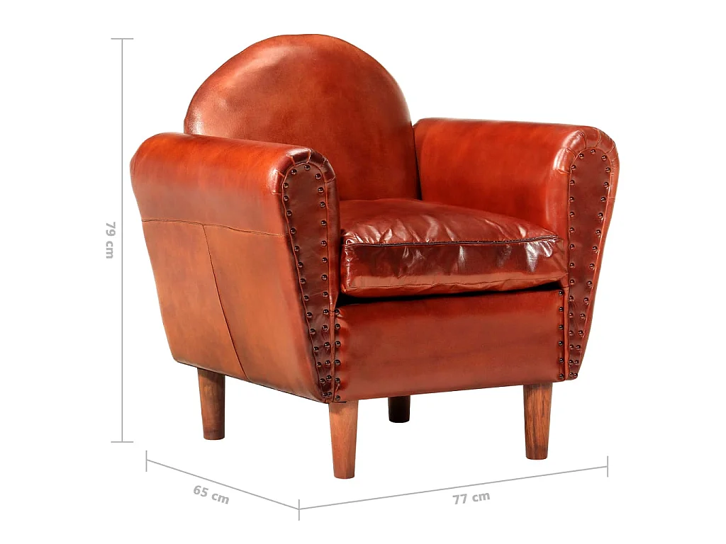 Kuipstoel 77x65x79 cm echt leer bruin