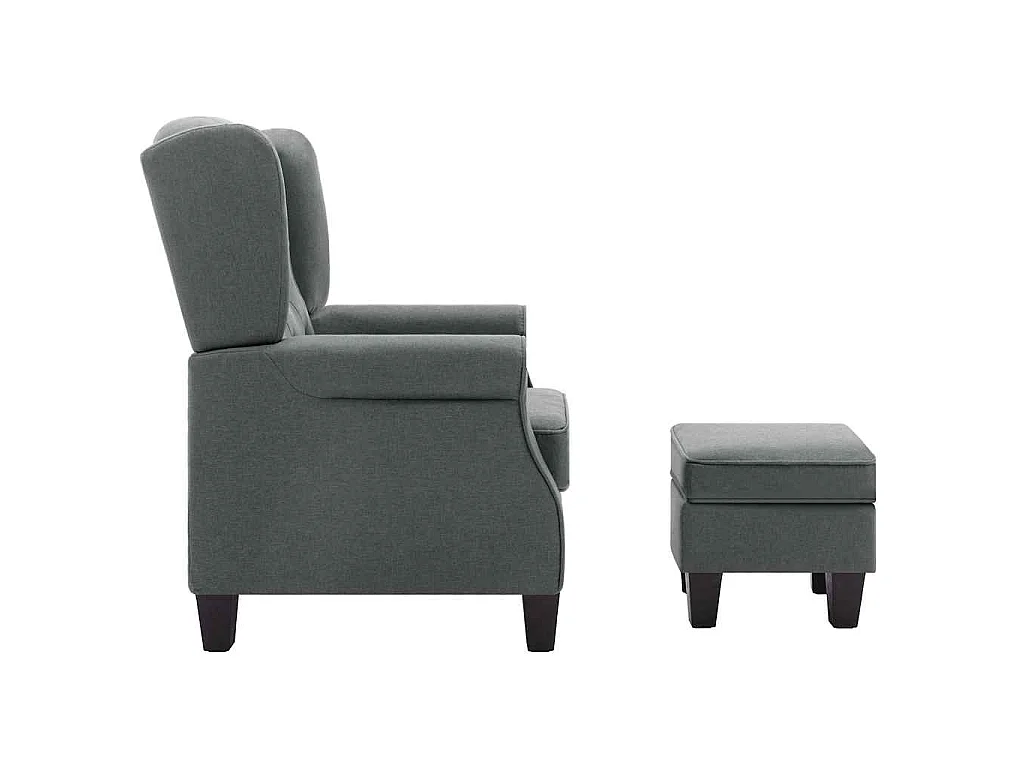 Fauteuil avec repose-pied Gris clair Tissu