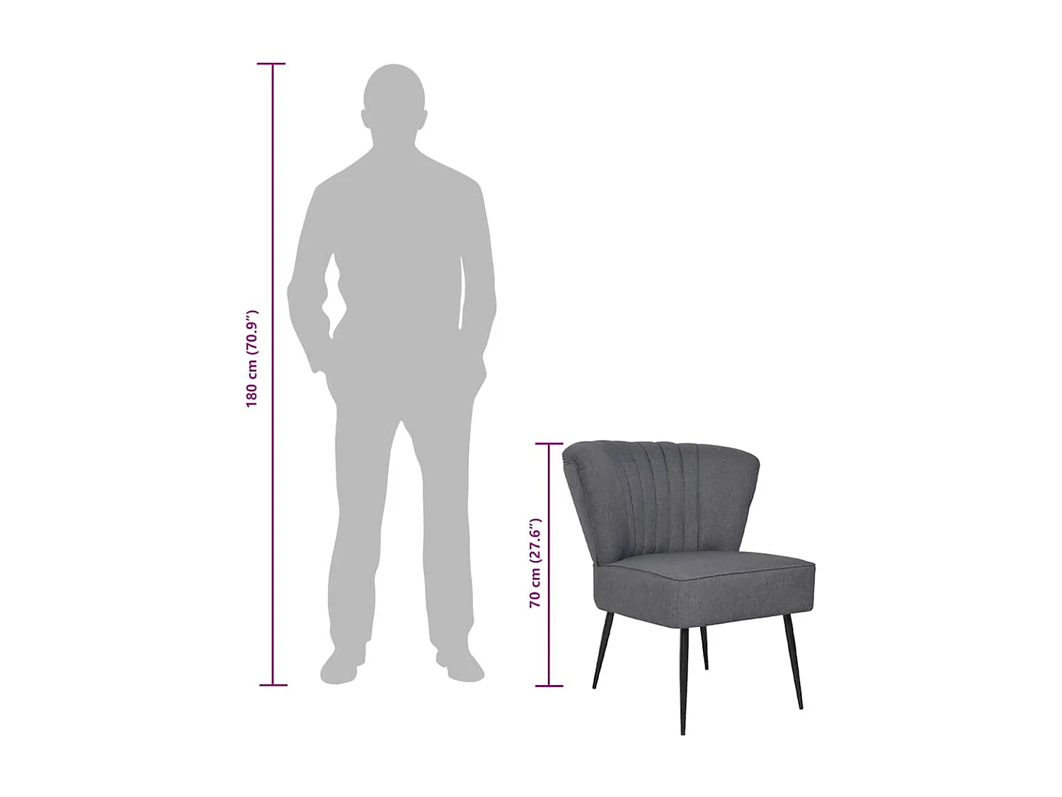 Chaise de cocktail gris foncé tissu