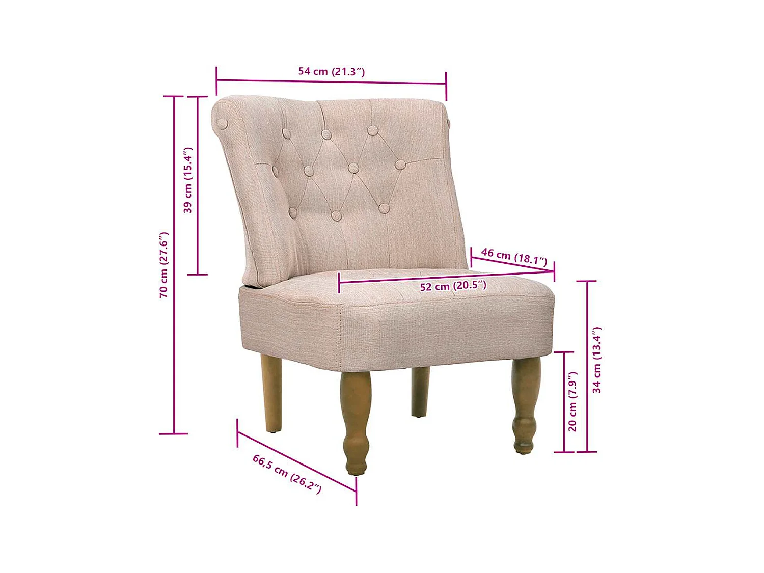 Chaises en style français lot de 2 crème tissu