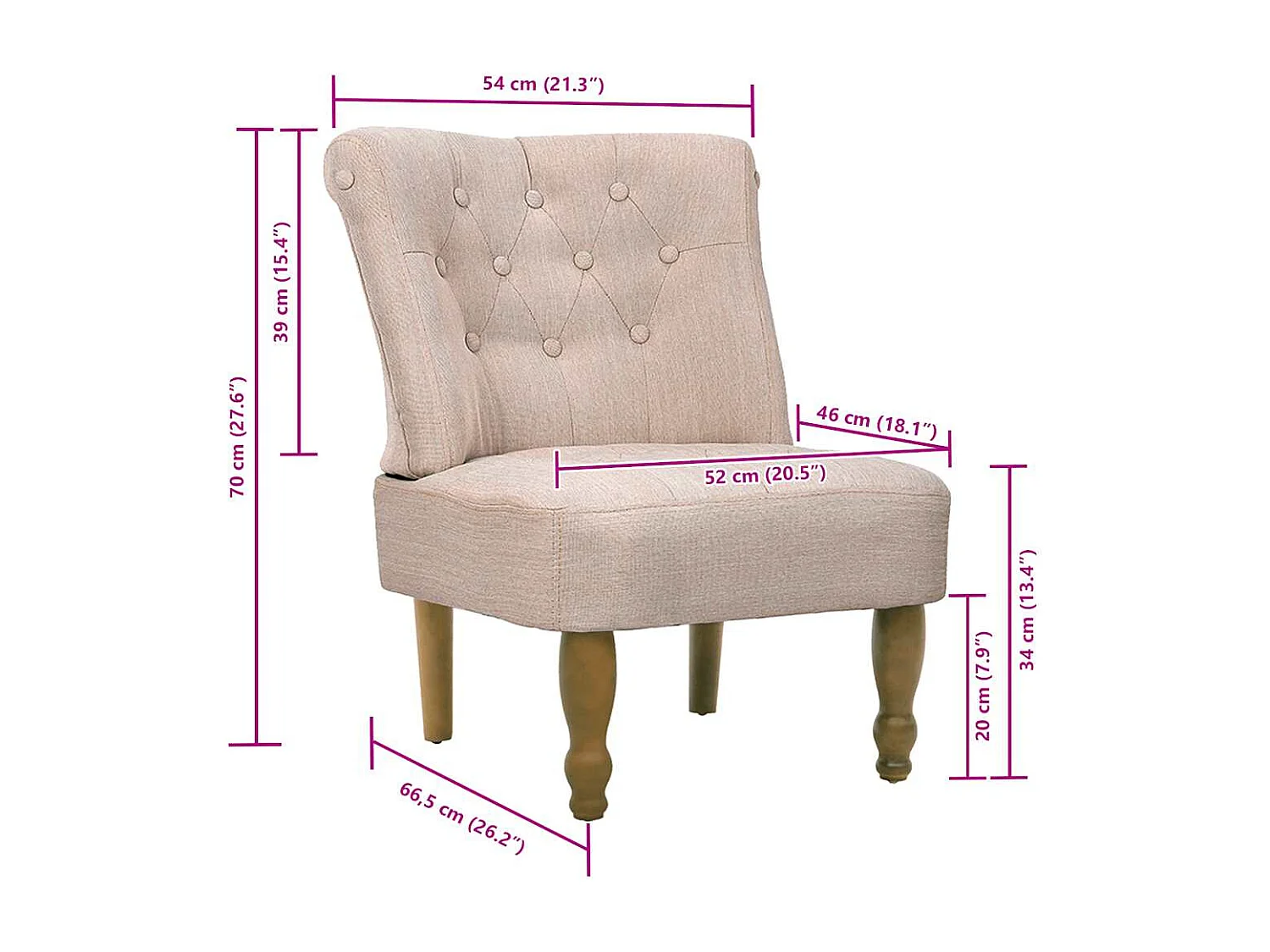 Chaises en style français lot de 2 crème tissu