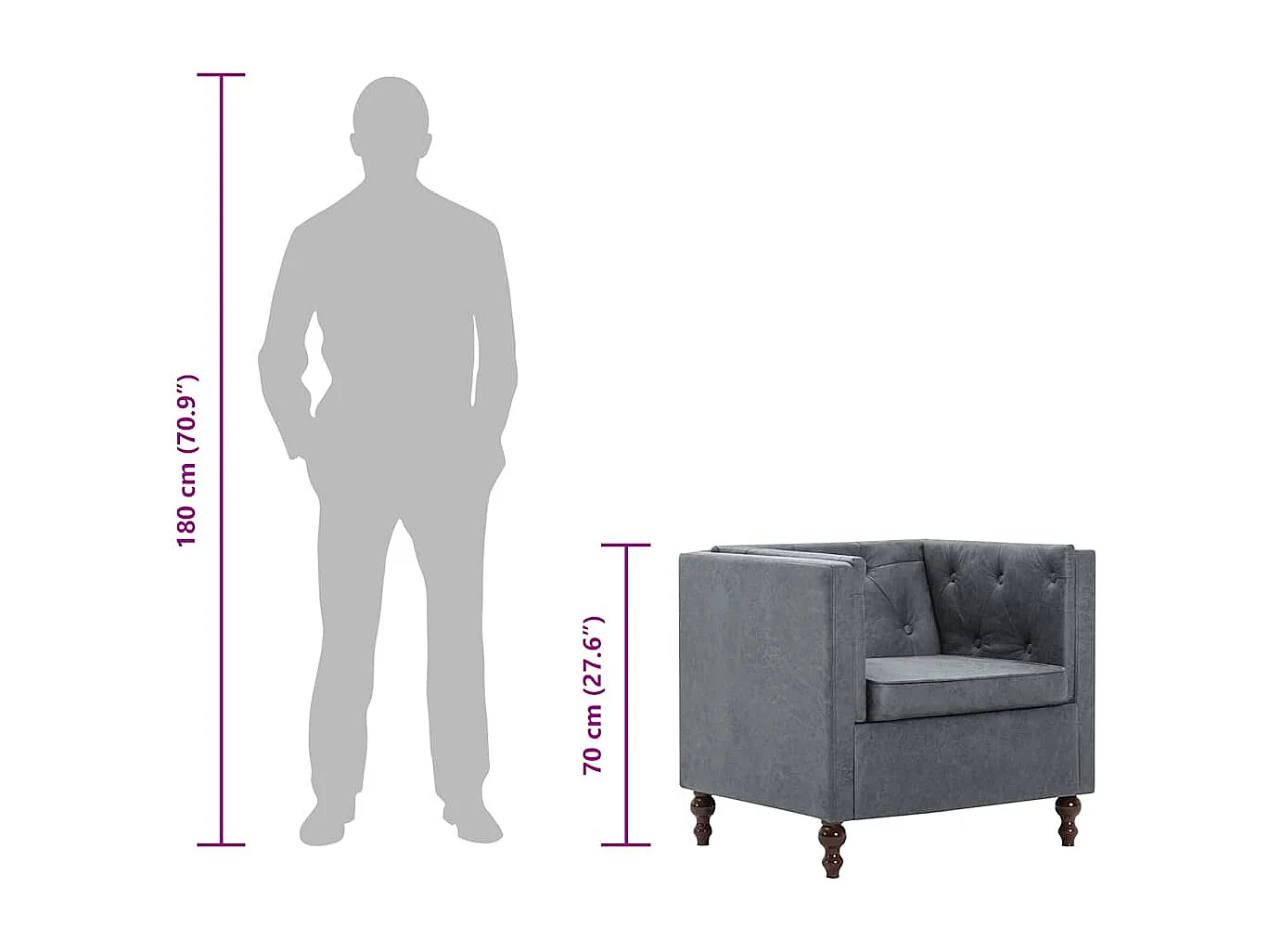 Poltrona Grigia in Tessuto