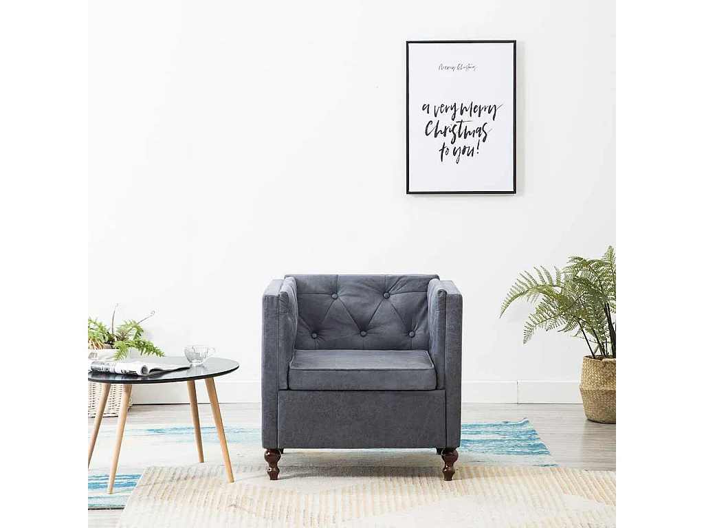 Sillón Santa Cruz tapizado de tela gris 70x72x68 cm